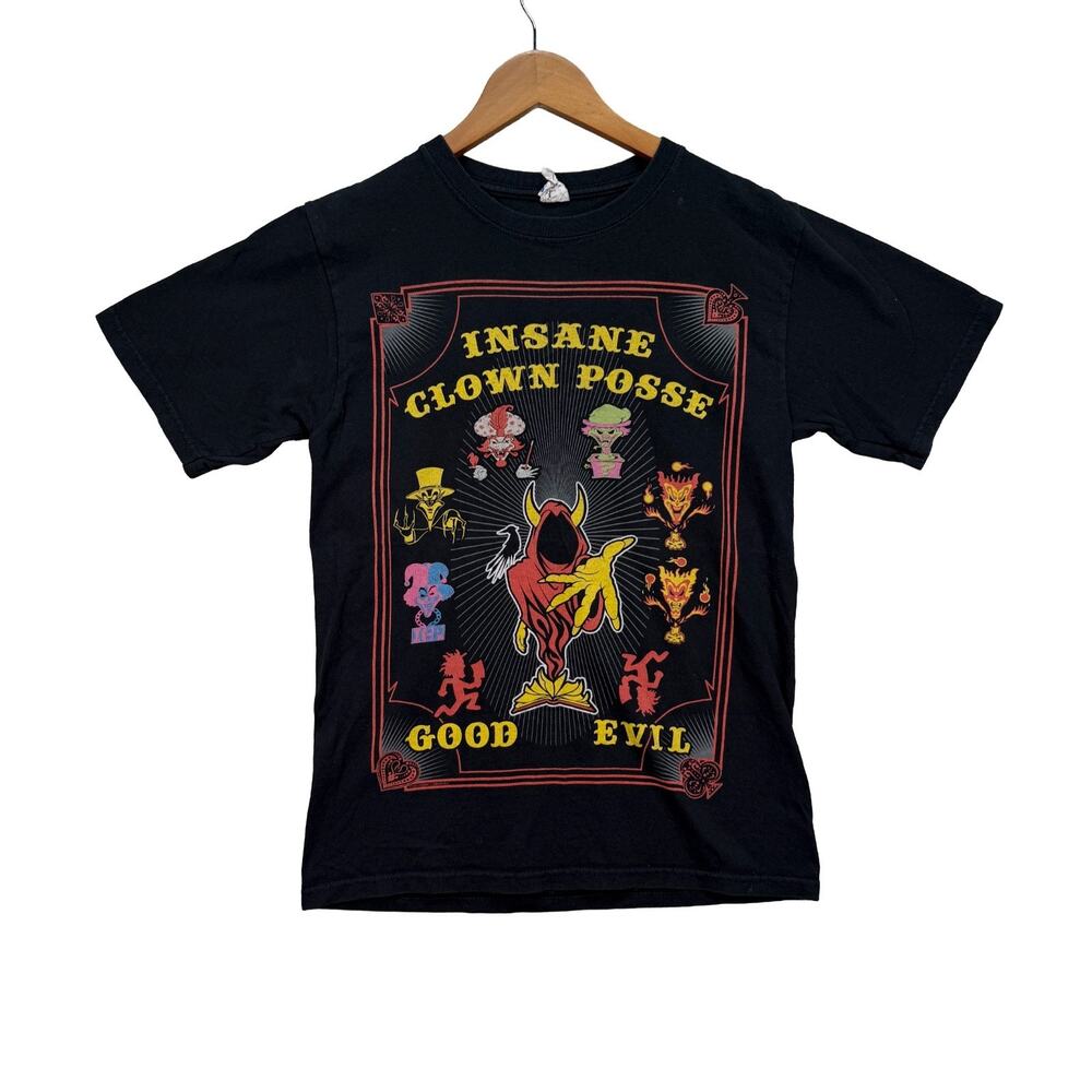 Rare Vintage Insane Clown Posse Tee Good Evil Black Juggalo Band T Shirt sz S